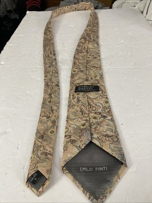 Emilio Ponti Silk Neck Tie Italian Excellent Condition, 60 xL, 3.75 W