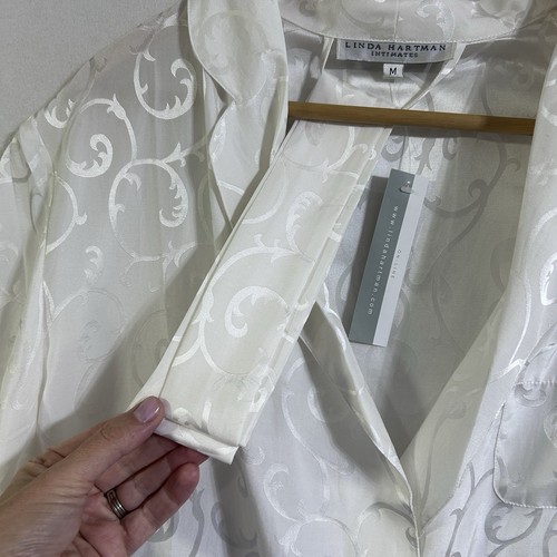 New Linda Hartman Classic Kimono Belted Robe 100% Silk Knee Length Belted White - Picture 4 of 7