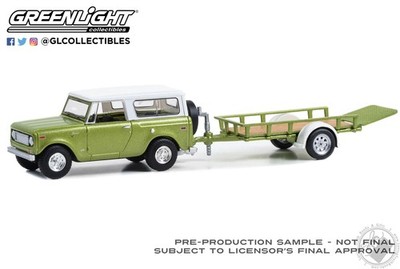 1970 Harvester Scout w/ Utility Trailer, Lime Green Hitch & Tow 30, 1/64 Diecast