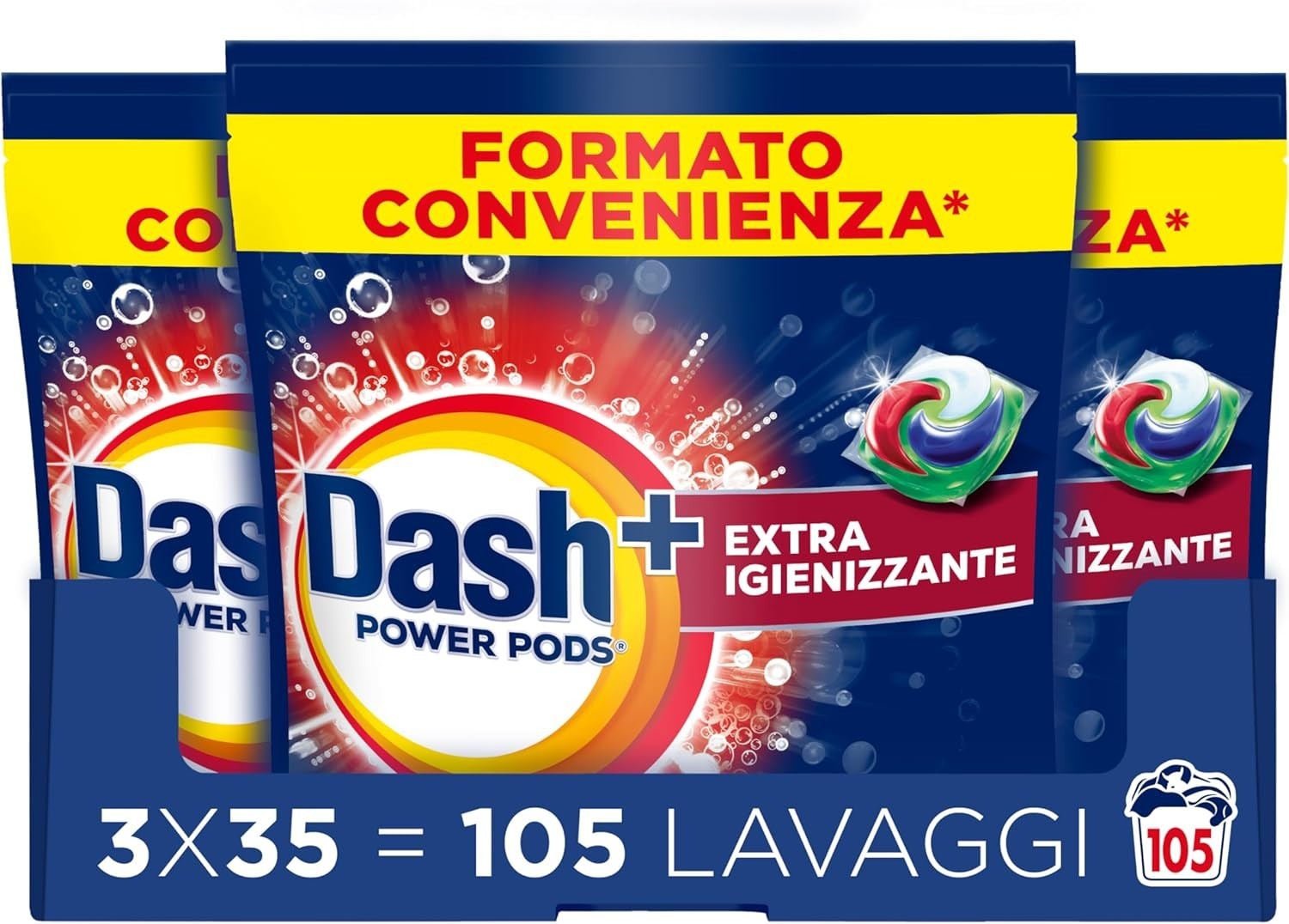 Convenienza Dash Power Pods 105 Lavaggi: Formato Scorta 3x35