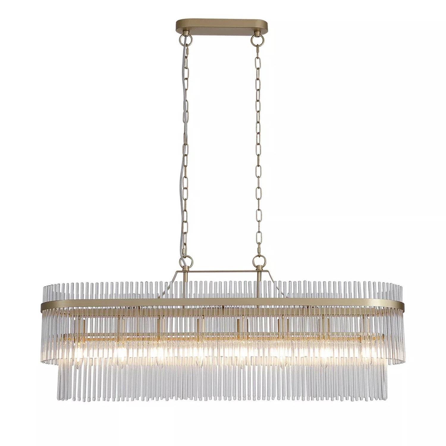 Pendant 8 Light Oval Gold Glass Rod Chandelier E14 IP20 Dimmable Modern No Bulbs