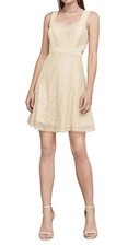  328 BCBG MAX AZRIA Beige Silver ALENA Designer Cocktail Dress US 8