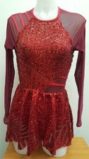 Dance Costume Small Adult Red Curtain Call J5150 Jazz Tap Clogging Sequin Dress