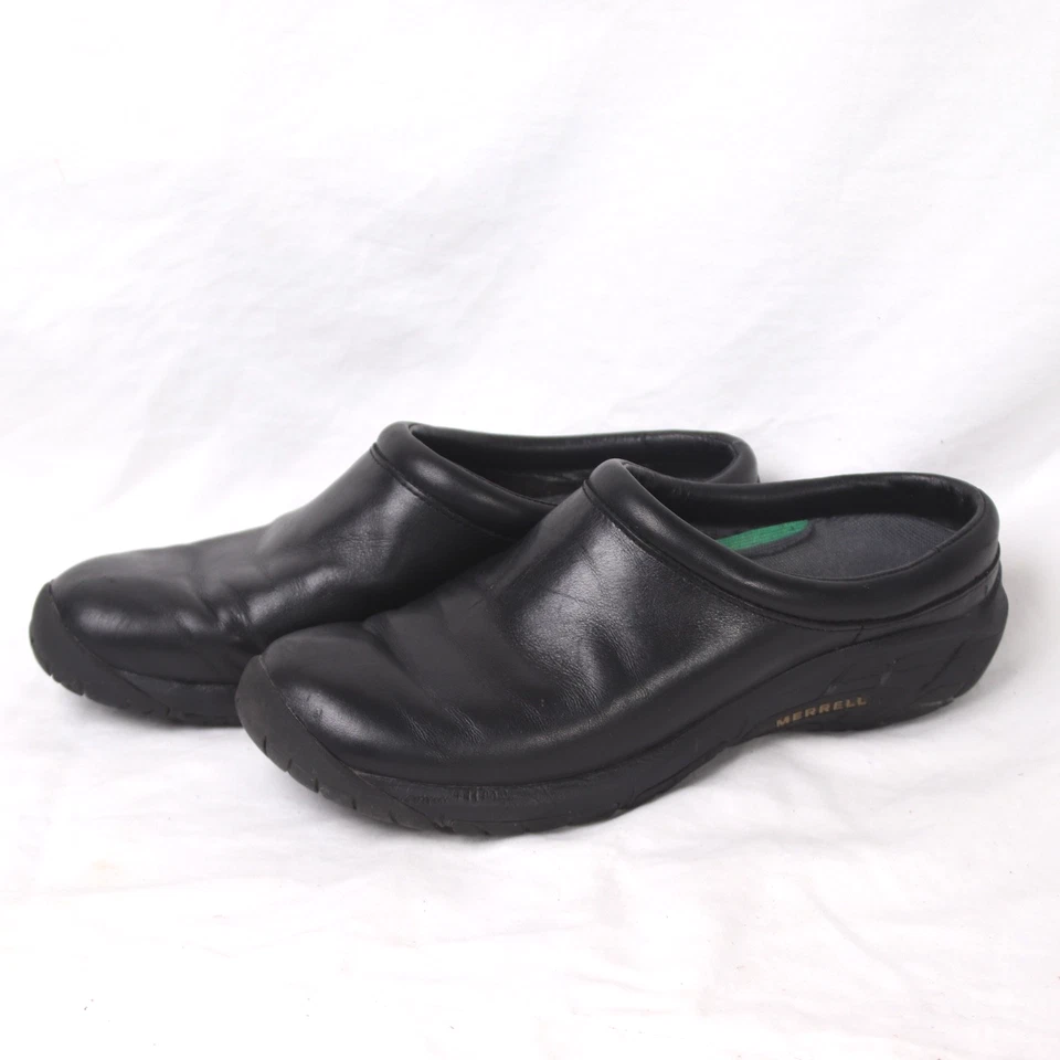 MERRELL Clogs Women's 10US 7.5UK 41EU Black Leather Mules Comfort Slip-On J48510 - Image 3 of 4