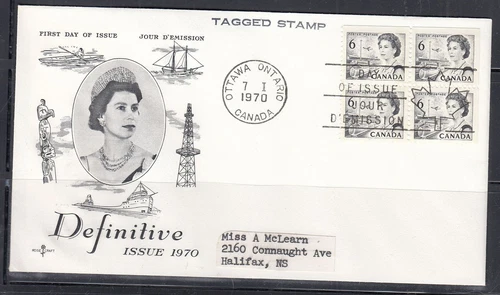 Canada Scott 460p Blk 4 Rose Craft FDC - 1967-73 Centennial Definitive Issue