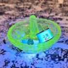 New ListingPink Vaseline/Rosalene Depression Uranium Glass Ring Dish w Uranium Rings Set