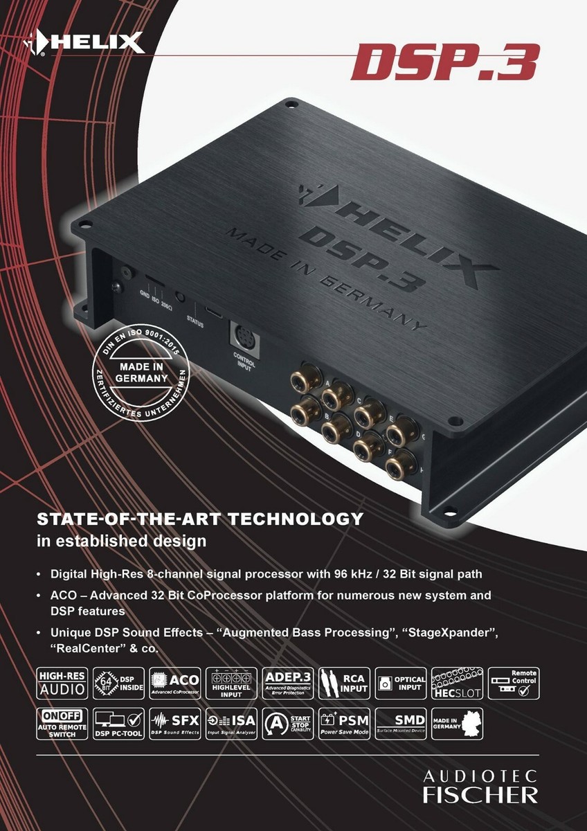 HELIX DSP.3s High-Res 6 in 8 out DSP by Audiotec Fischer + HEC BT
