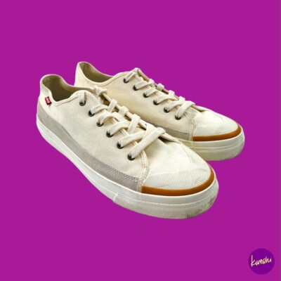 Levi's Herren Square Low Sneaker, Wildleder Akzent Details, Ecru, UK 10 / EU 44