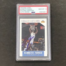 2015-16 NBA HOOPS #62 Kenneth Faried Signed AUTO 10 PSA Slabbed Nuggets
