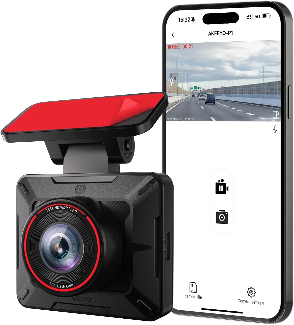 Compact Dash Cam Mini with Wifi 1080P Front Camera and 24H Parking Mode for Cars