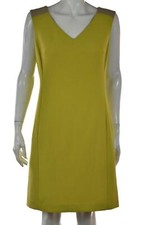 Ann Taylor Womens Dress Size 8 Petite Gray Yellow Sheath Knee Length Sleeveless