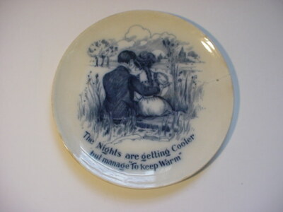 F. & V.I. Flow Blue Fondeville & Van Iderstine Whimsy Plate Cartoon Humor 