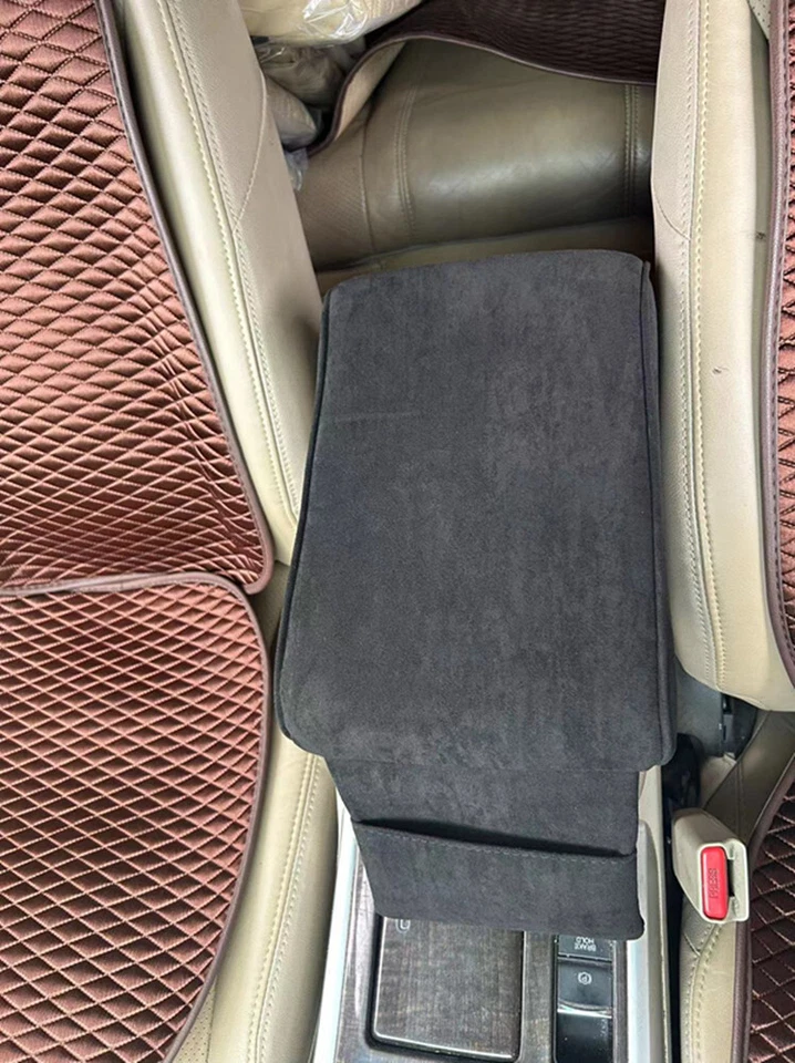 Almohadilla protectora de cojín para reposabrazos de coche consola central reposabrazos cubierta de caja gamuza negra Foto 2 de 4