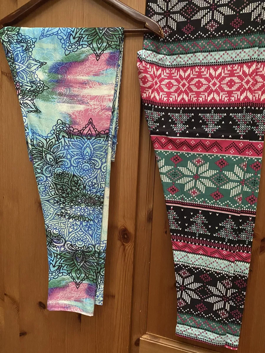 Lularoe TC2 leggings 2 pack christmas fairisle with snowflakes