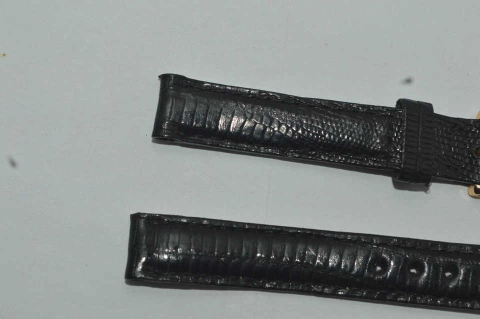 Correa Original SEIKO 12mm Cuero Lagarto Negro Muestra de Vendedor Nuevo-Antiguo Stock Foto 3 de 4