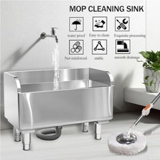 Stainless Steel Commercial Mop Sink 30L Deep Basin w/Drain Strainer Floor Stand