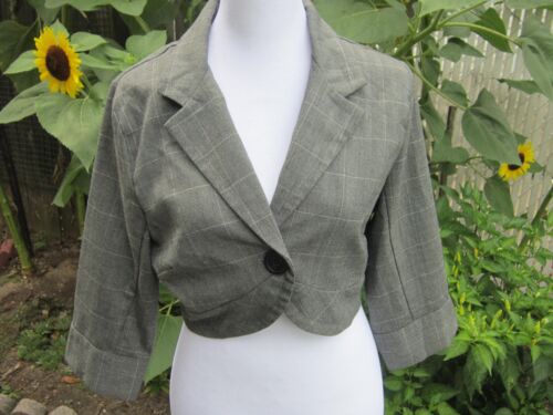 NWT Women Juniors Gray Silver Cropped Bolero Jacket Size Large Fits like Small - Picture 3 of 5