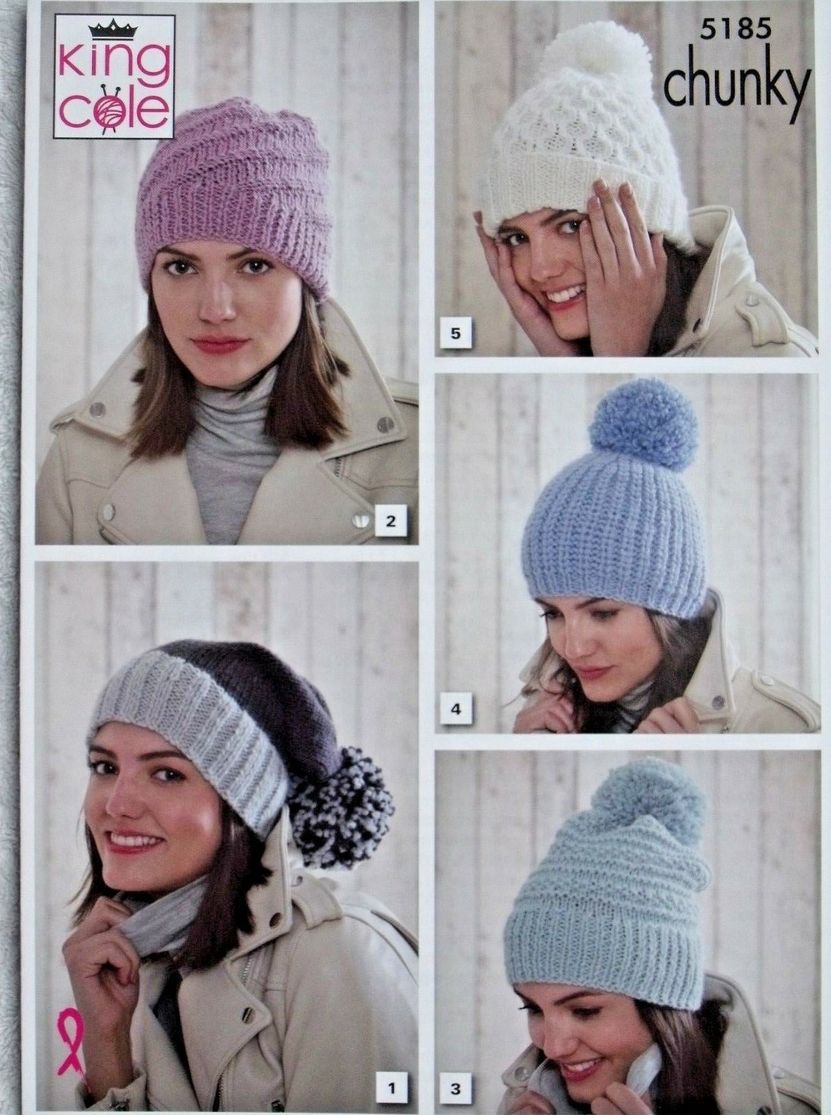 KING COLE KNITTING LEAFLET.  LADIES HATS IN CHUNKY YARN.