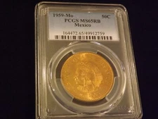 1959-MO    50 C      Mexico        PCGS    MS 65 RB