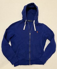 Polo Ralph Lauren Hoodie Womens Small S Royal Blue Full Zip Fleece Lined
