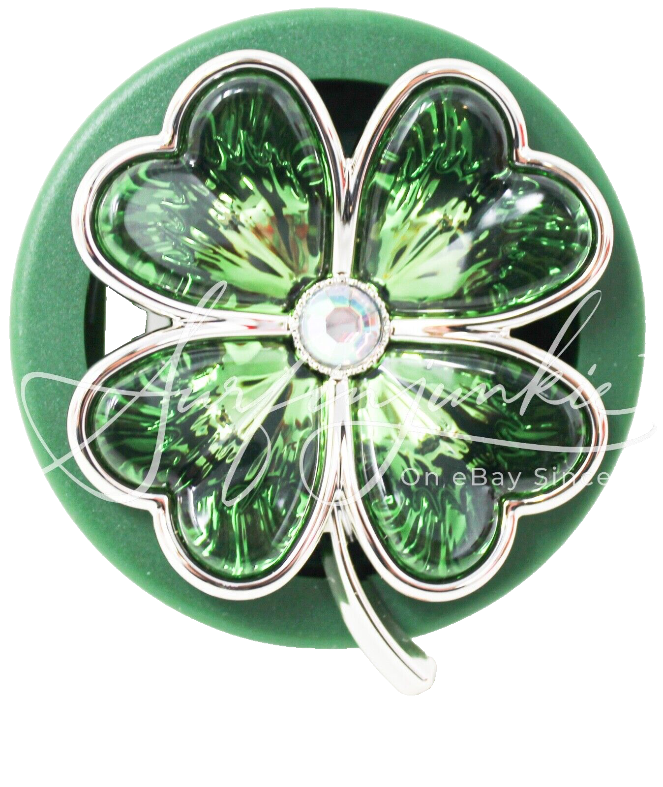 Bath & Body Works Scentportable Holder Car Visor Vent Clip 4 Leaf Clover Green