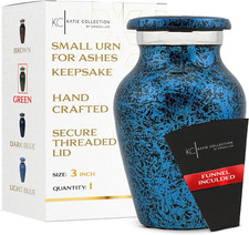 Small Blue Keepsake Cremation Urn for Human Ashes Miniature Memorial Urns Pe