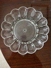 Vintage Indiana Glass Clear Hobnail Deviled Egg Platter 1970’s Approx 12"