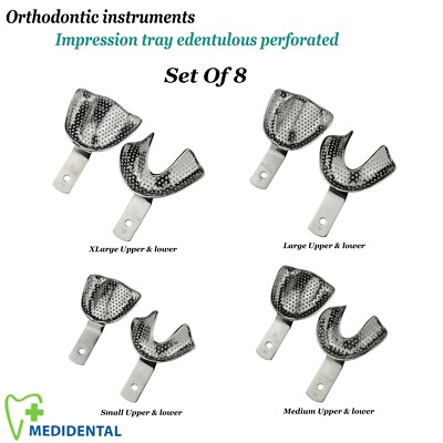 8er Set - Kieferorthopädie zahnlose Abformschalen Vollprothese perforiert Labor