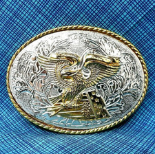 Western Eagle Belt Buckle E Pluribus Unum Branch Shield Vtg 80s Ivan   .PCB002