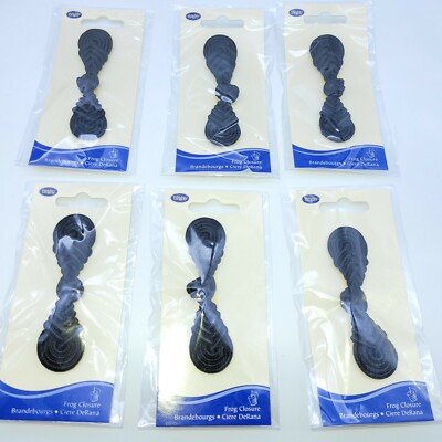  Wrights Black Frog  Fastener Closure Fancy Neckline Sewing 2006 Lot of 6 NEW