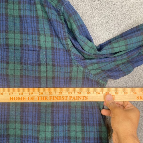 LL BEAN black watch tartan scotch plaid cotton flannel shirt XXL regular 228061 - Picture 5 of 7