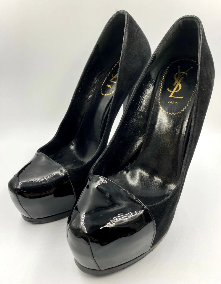 Zapatos de salón YSL SAINT LAURENT Tribute Two charol gamuza plataforma 40,5 negros Foto 4 de 4