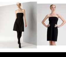 Theory Women’s 2  Hallenie Little Black Strapless Stretch Viscose Wool Dress AVK