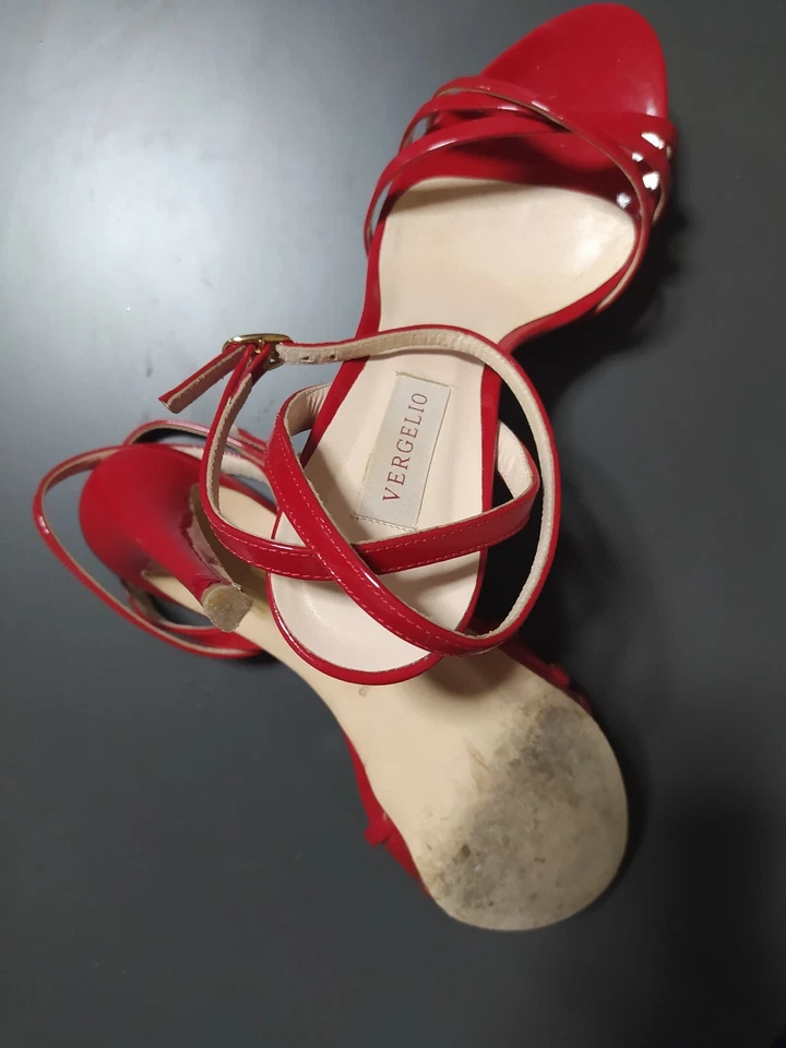 Sandali rossi Vergelio vernice cinturini tacco a spillo 37  - Immagine 2 di 4