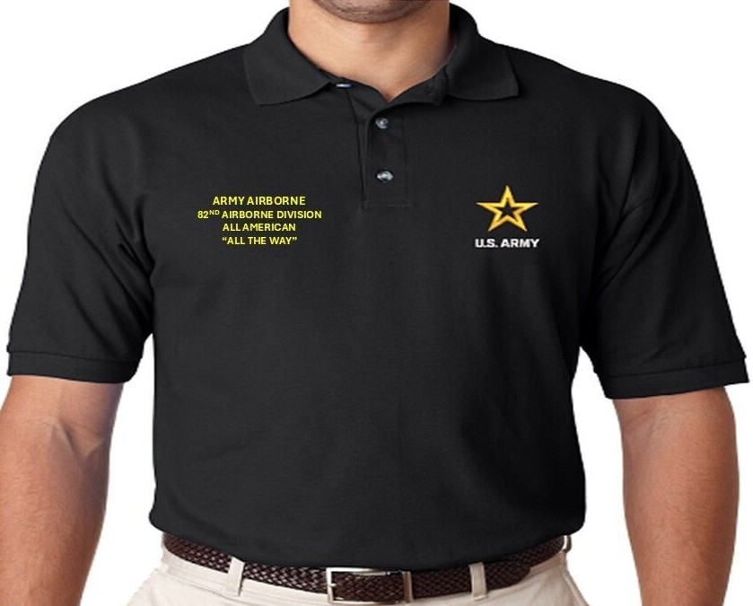 82ND AIRBORNE DIVISION*ALL AMERICAN*EMBROIDERED POLO.OFFICIA