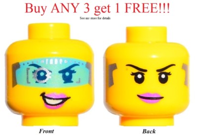  NEW Lego Female Girl Women Minifig Minifigure Dual Head People Face Lips #5