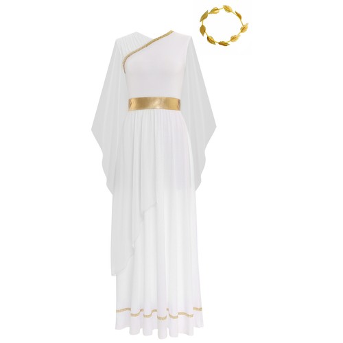 Women Greek Roman Toga Costume Grecian Princess Empress Dress with Headwear - Picture 36 of 54