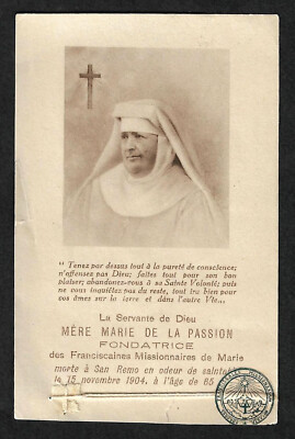 SERVATION OF GOD Mere MARIE DE LA PASSION - WITH RELIC - mm.  73 X 113