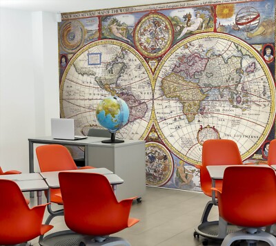 3D Retro Map ZHUA6402 Wallpaper Wall Murals Removable Self-adhesive Ann