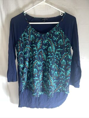 The Limited Shirt Woman s Size XS Long Sleeve Round Neck Pullover Top Floral