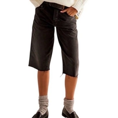 Free People We The Free Jam Session Grunge Relaxed Capri Jeans Black 26