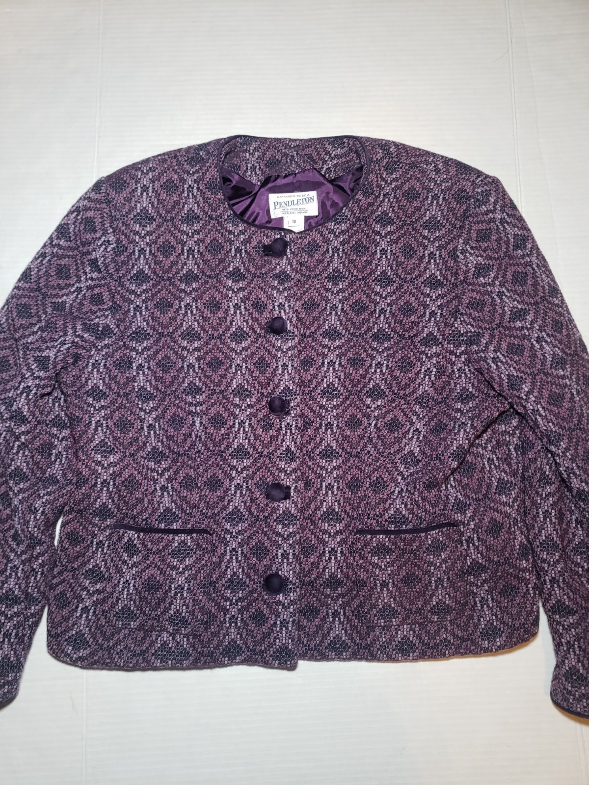 Pendleton Size 18 100% Virgin Wool Jacket Purple … - image 1