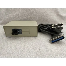 Vintage Parallel Port Data Transfer A/B Switch Box DB25 + Gender Changer & Cable