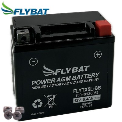 Motorrad Batterie FlyBat FLYTX5L-BS / YTX5L-BS AGM geschlossen, 12V|5,4Ah (113x7