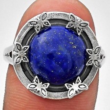 Premium Natural Lapis Lazuli 925 Sterling Silver Ring Size 9 R-1716