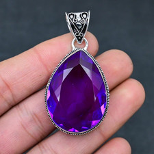 Amethyst Gemstone Handmade 925 Sterling Silver Jewelry Pendant Gift