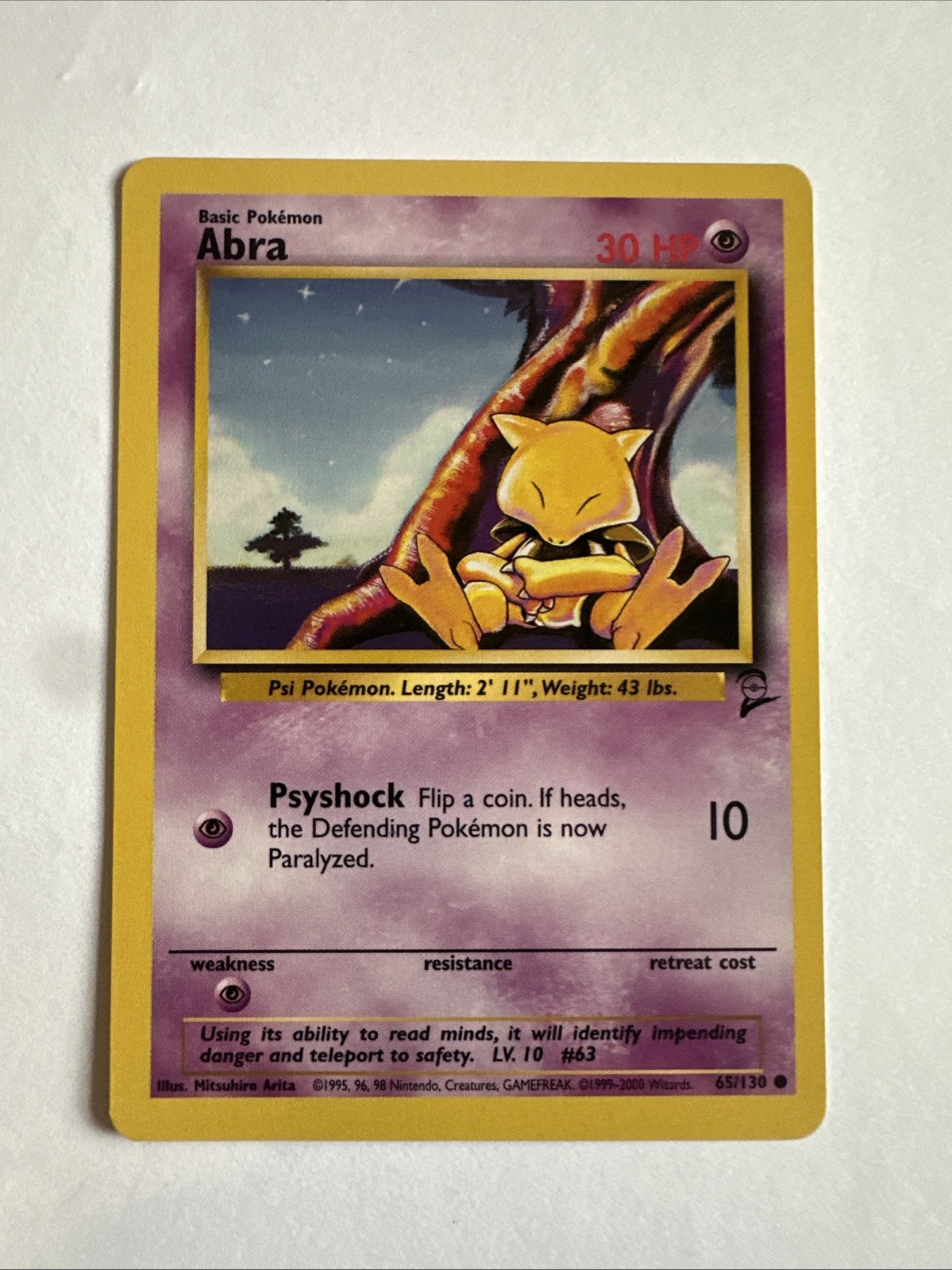ABRA 65/130 - VINTAGE WOTC Pokemon Card - BASE SET 2 - NM/M