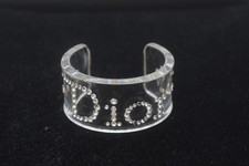Christian Dior Bangle Cuff Lucite Rhinestone Vintage Signed Branded