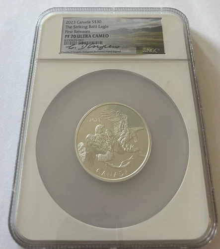 2023 Canada S$30 The Striking Bald Eagle First Day Of Issue 2 Oz NGC PF70 UC