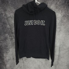 Nike Hoodie Women's Small Black Funnel Neck Just Do It Hooded Sweatshirt